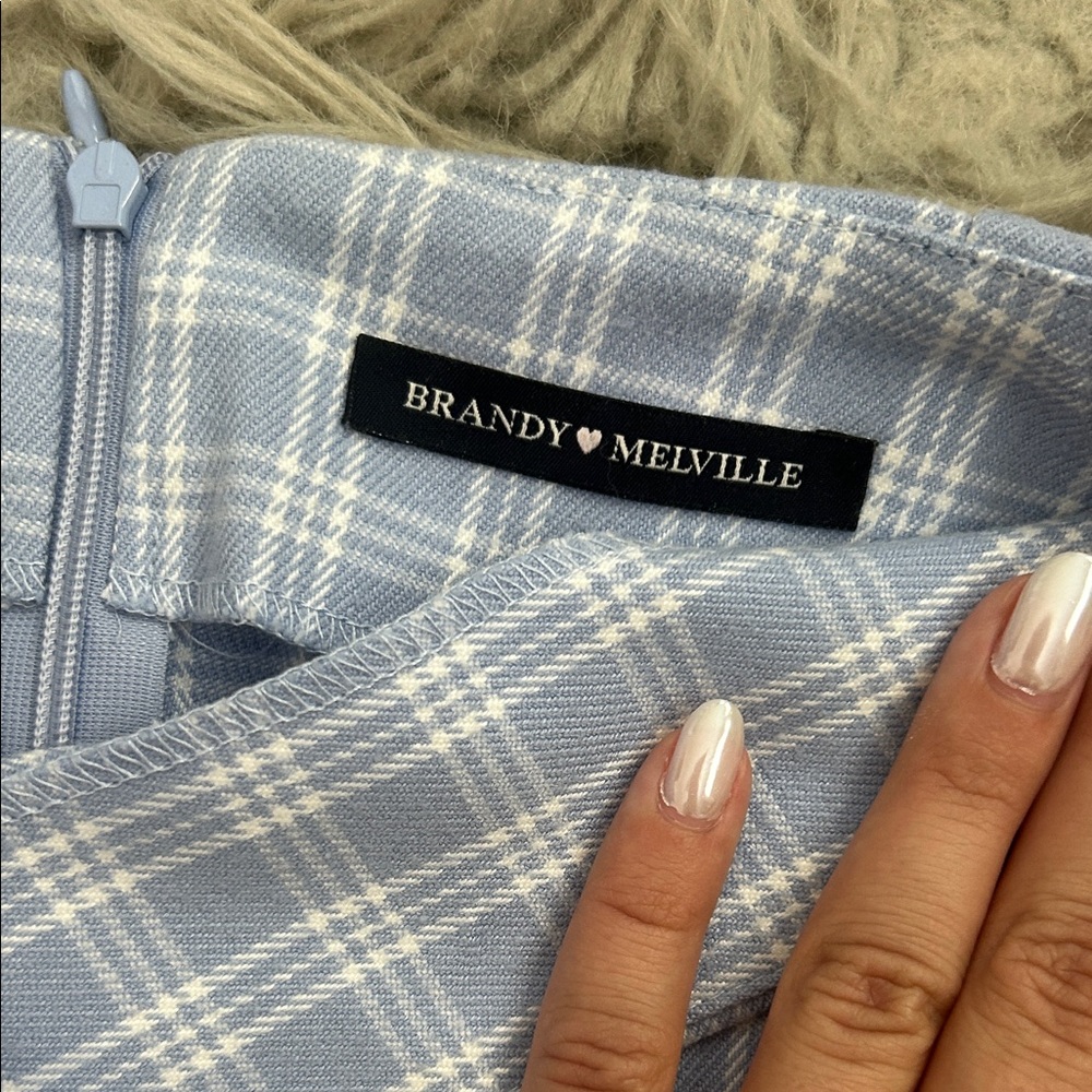 Brandy Melville Light Blue Plaid Mini Skirt NO LONGER SOLD - Picture 2 of 4